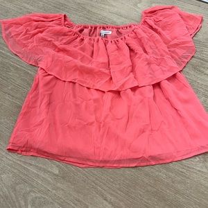 Rebecca minkoff coral off the shoulder ruffle top size large